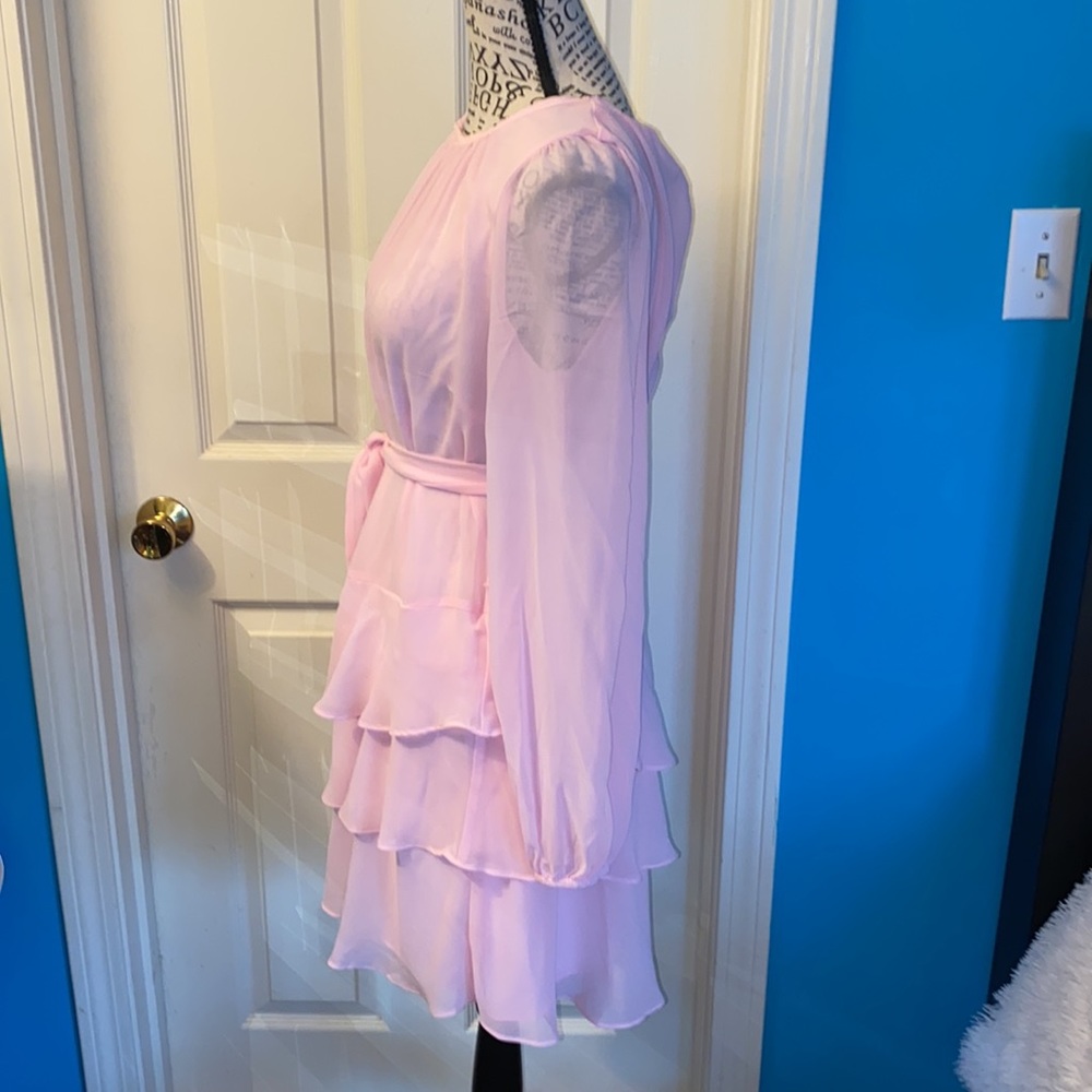 NWOT.  Express pink ruffled dress - Picture 4 of 7